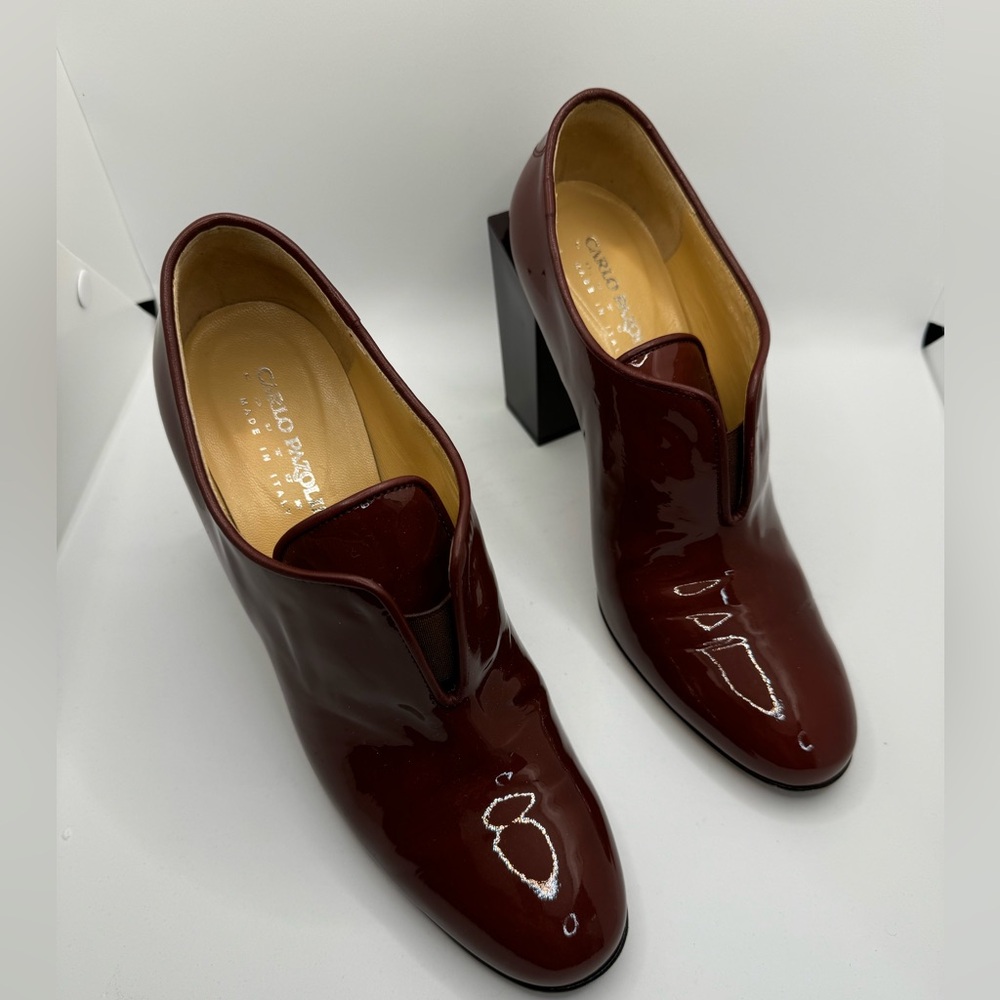 Patent Leather Women's Booties / Shoes 39 Euro Size Narrow Fit By Carlo Pazolini